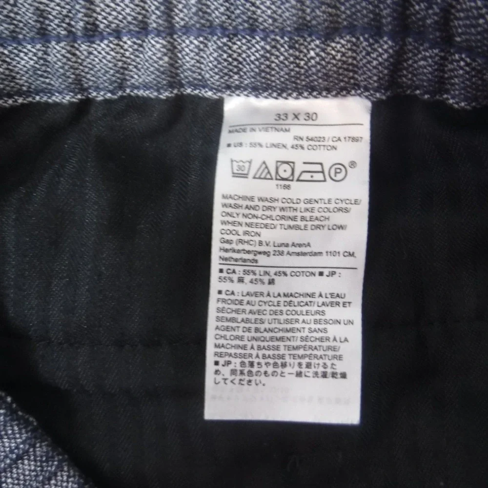 Banana Republic Mens Mason Athletic Tapered Pants Size 33 X 30 Linen Blend